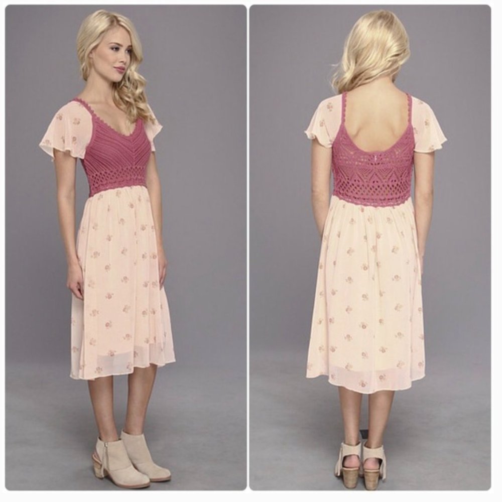 Free People Wildflowers Crochet Bodice Blush Dress